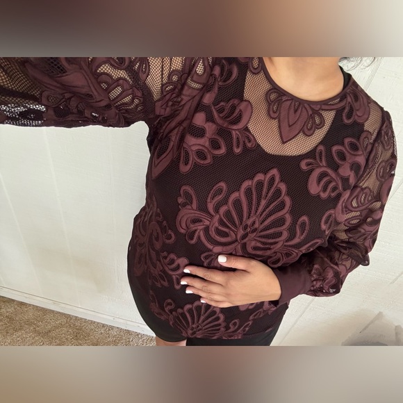 Torrid Burgundy and Black Lace Blouse - Picture 10 of 10